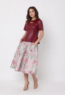 Twisted Knot Neck Short Sleeve Pleather Top TOP Gracia Fashion 