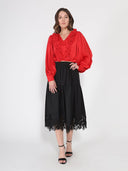 V-Neck Long Sleeve Ruffle Detailed Crop Top TOP Gracia Fashion 