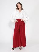 V-Neck Long Sleeve Ruffle Detailed Crop Top TOP Gracia Fashion 
