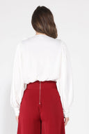 V-Neck Long Sleeve Ruffle Detailed Crop Top TOP Gracia Fashion 