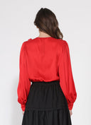 V-Neck Long Sleeve Ruffle Detailed Crop Top TOP Gracia Fashion 