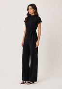 V-Neck Peplum Top W/ Long Draped Sash TOP Gracia Fashion 