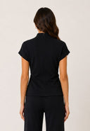 V-Neck Peplum Top W/ Long Draped Sash TOP Gracia Fashion 