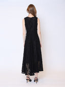 V-Neck Sleeveless Lace A-Line Long Solid Dress DRESS Gracia Fashion 