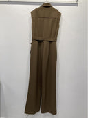 V-Neck Waist Belt Detail Lapelled Jumpsuit JUMPSUIT Gracia Fashion 