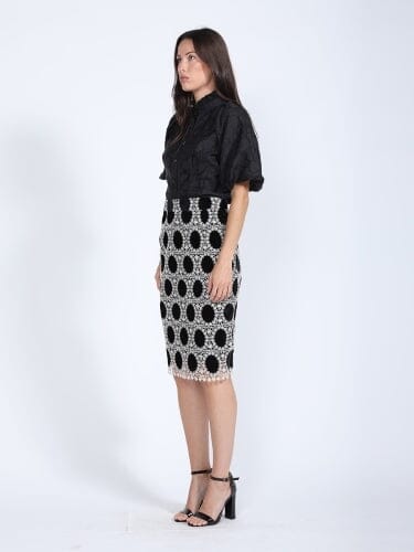 Velvet Polka Dot Crochet Skirt SKIRT Gracia Fashion 