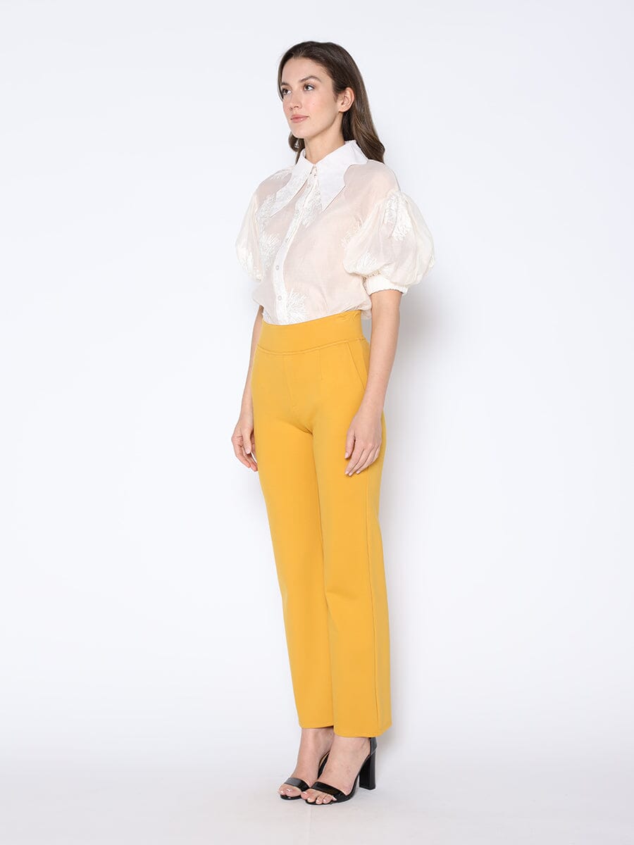 Waist Band Stretched Fitted Pants PANTS Gracia Fashion 