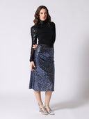 Whole Spangle Shiny Banding Midi Skirt SKIRT Gracia Fashion 