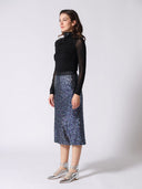 Whole Spangle Shiny Banding Midi Skirt SKIRT Gracia Fashion 