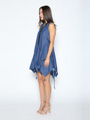 Wide Hem Sleeveless Denim Dress DRESS Gracia Fashion 