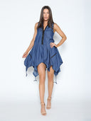 Wide Hem Sleeveless Denim Dress DRESS Gracia Fashion 