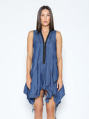 Wide Hem Sleeveless Denim Dress DRESS Gracia Fashion DENIM BLUE S 