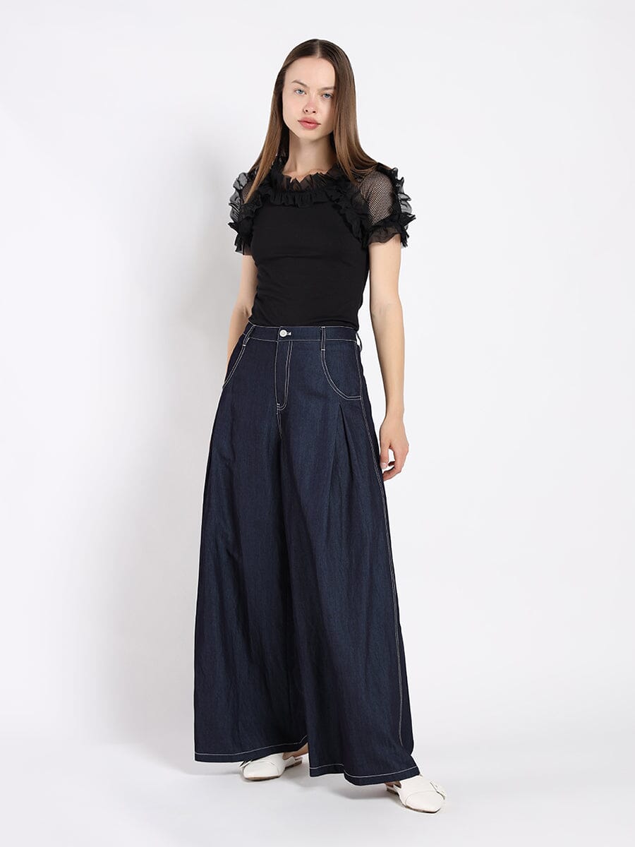 Wide Leg Baggy Denim Pants PANTS Gracia Fashion DENIM S 