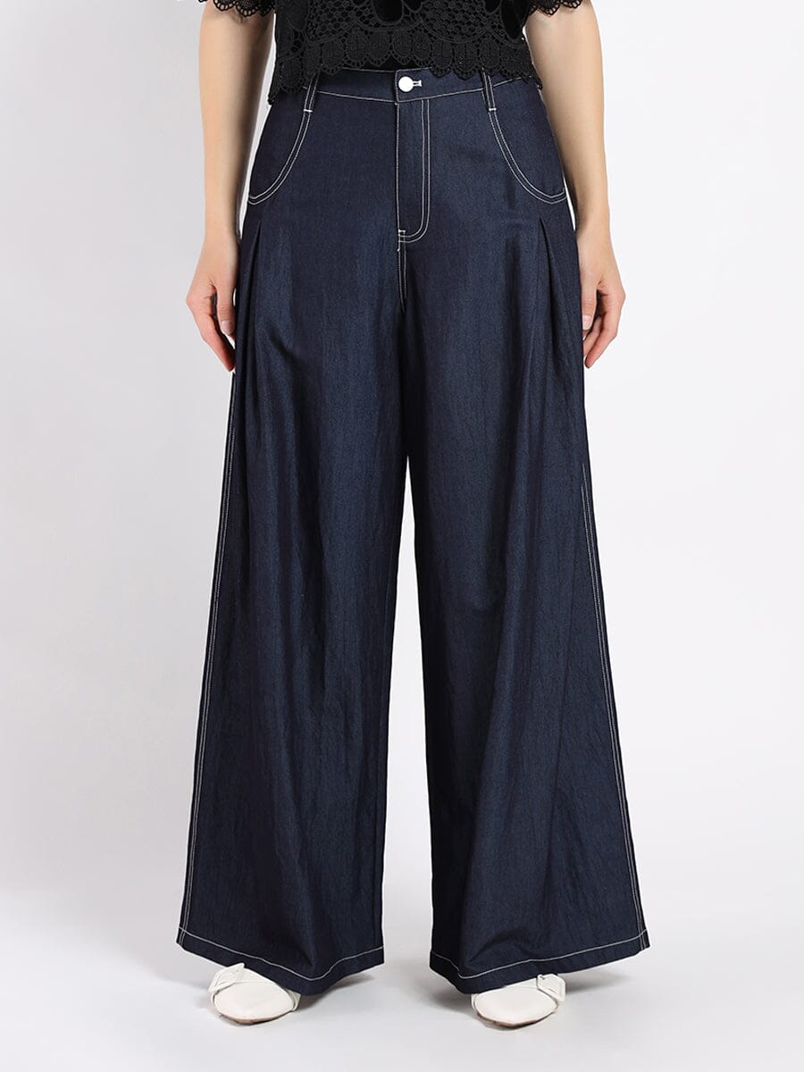 Wide Leg Baggy Denim Pants PANTS Gracia Fashion DENIM S 