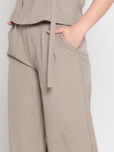 Wide Leg Belt Design Casual Pants PANTS Gracia Fashion 