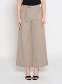 Wide Leg Belt Design Casual Pants PANTS Gracia Fashion BEIGE S 
