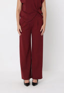 Wide Leg Casaul Pants PANTS Gracia Fashion BURGUNDY S 
