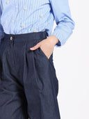 Wide-Leg Denim Pants PANTS Gracia Fashion 