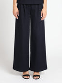 Wide Leg Denim Pants PANTS Gracia Fashion DARK DENIM S 