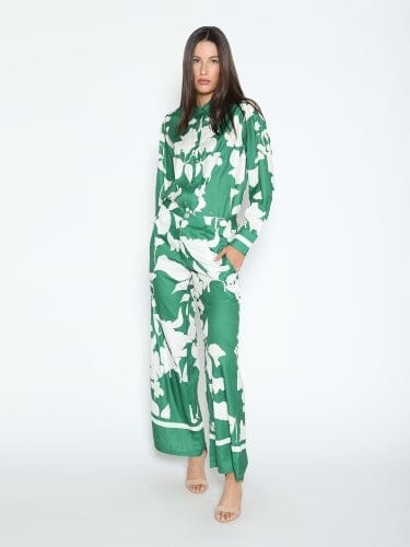 Wide Leg Floral Print Pajama Pants PANTS Gracia Fashion GREEN S 
