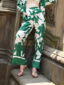 Wide Leg Floral Print Pajama Pants PANTS Gracia Fashion GREEN S 
