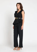 Wide Leg Pants With Front Pleats PANTS Gracia Fashion 