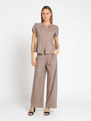 Wide Leg Pants With Front Pleats PANTS Gracia Fashion 