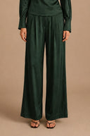 Wide Leg Satin Pants PANTS Gracia Fashion HUNTER GREEN S 