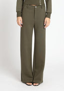 Wide Leg Scuba Pants PANTS Gracia Fashion OLIVE S 