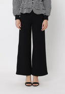 Wide-Leg Solid Color Scuba Pants PANTS Gracia Fashion BLACK S 