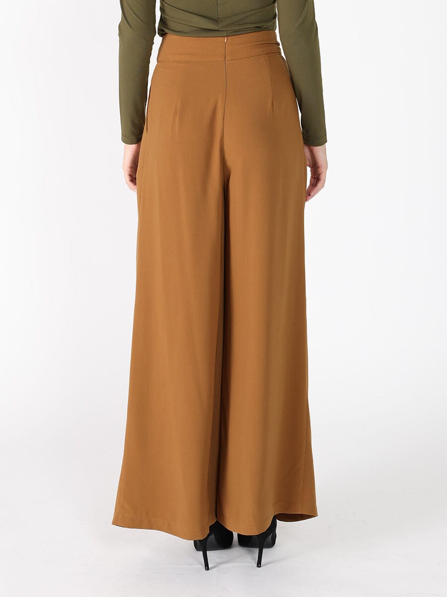 Wide Leg Solid Palazzo Flowy Pants PANTS Gracia Fashion 