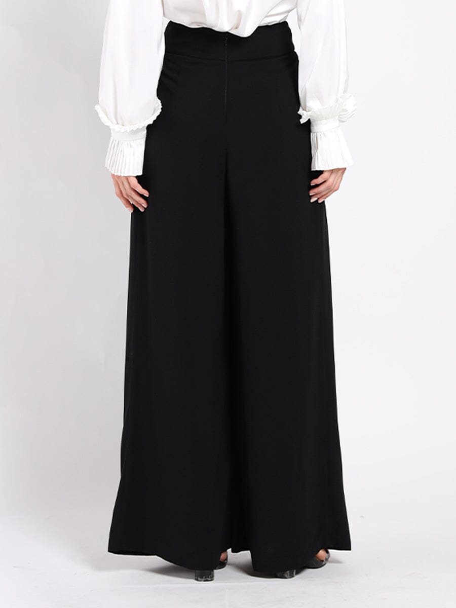 Wide Leg Solid Palazzo Flowy Pants PANTS Gracia Fashion 