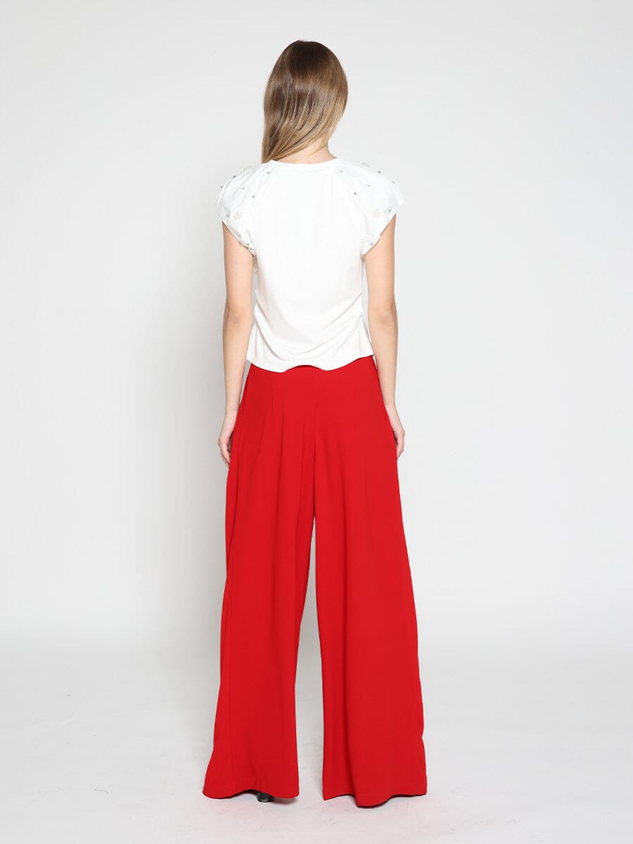 Wide Leg Solid Palazzo Flowy Pants PANTS Gracia Fashion 