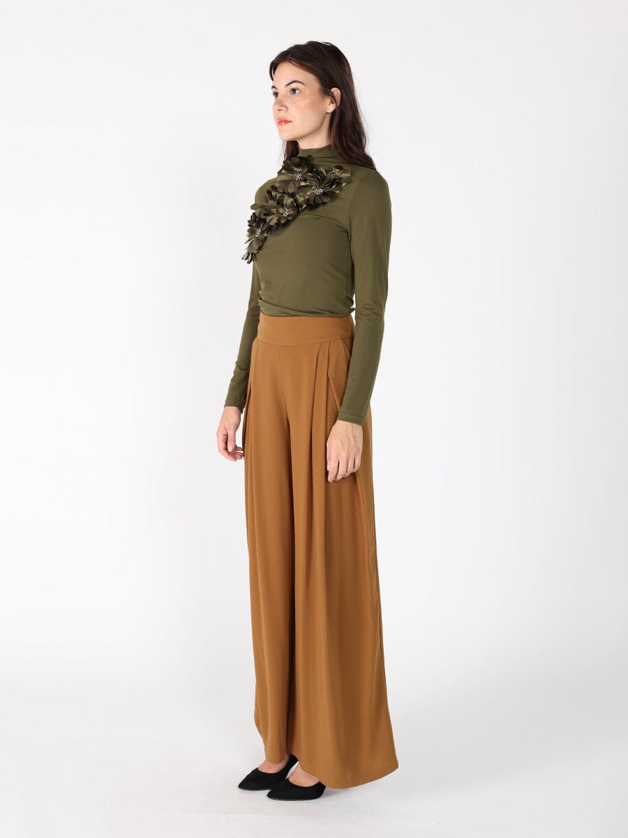 Wide Leg Solid Palazzo Flowy Pants PANTS Gracia Fashion 