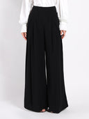 Wide Leg Solid Palazzo Flowy Pants PANTS Gracia Fashion BLACK S 