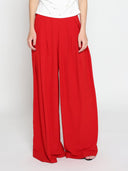 Wide Leg Solid Palazzo Flowy Pants PANTS Gracia Fashion RED S 