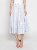 Wide Round Striped Skirt SKIRT Gracia Fashion WHITE/BLUE S 