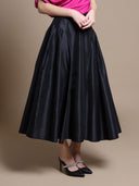 Wide Width Skirt with Back Zipper SKIRT Gracia Fashion BLACK S 