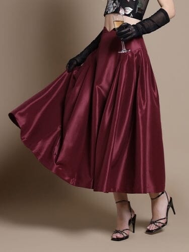 Wide width skirt with back zipper SKIRT Gracia Fashion BURGUNDY S 