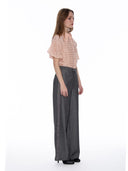 Wing Collar Circle Embroidered Puff Short Shirt TOP Gracia Fashion 