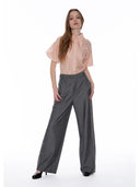 Wing Collar Circle Embroidered Puff Short Shirt TOP Gracia Fashion 