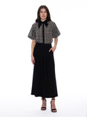 Wing Collar Circle Embroidered Puff Short Shirt TOP Gracia Fashion 