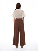 Wing Collar Circle Embroidered Puff Short Shirt TOP Gracia Fashion 