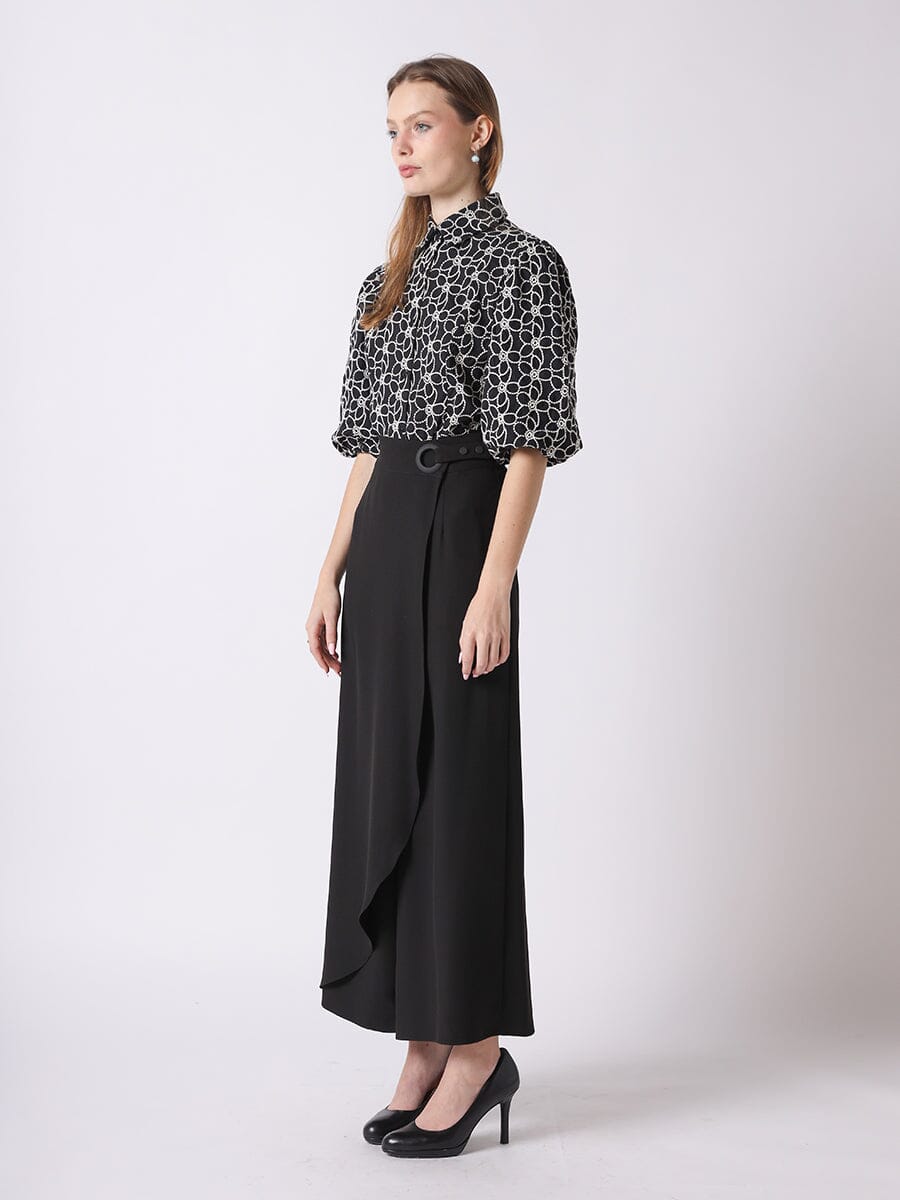 Women&#39;s Wrap Wide Leg Pants PANTS Gracia Fashion 