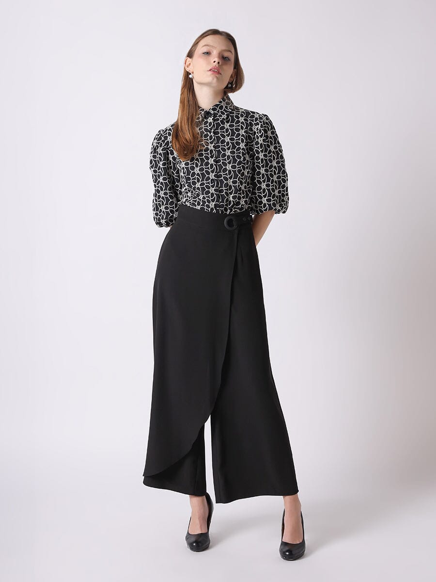 Women&#39;s Wrap Wide Leg Pants PANTS Gracia Fashion 