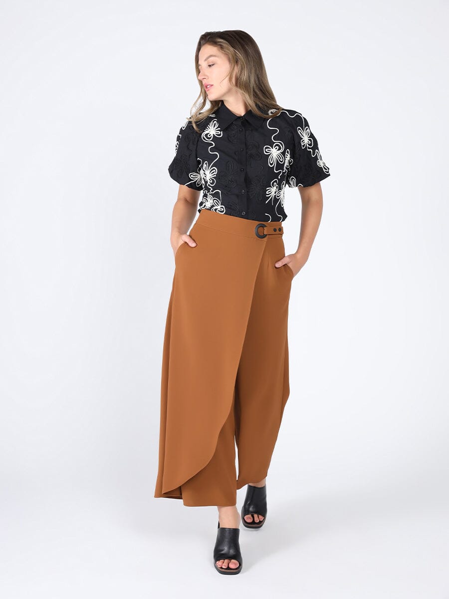 Women&#39;s Wrap Wide Leg Pants PANTS Gracia Fashion 