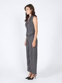 Woven fabric button open vest VEST Gracia Fashion 