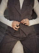 Woven fabric button open vest VEST Gracia Fashion CHARCOAL S 