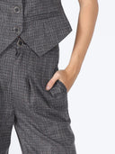 Woven fabric one button wide leg casual pant PANTS Gracia Fashion 