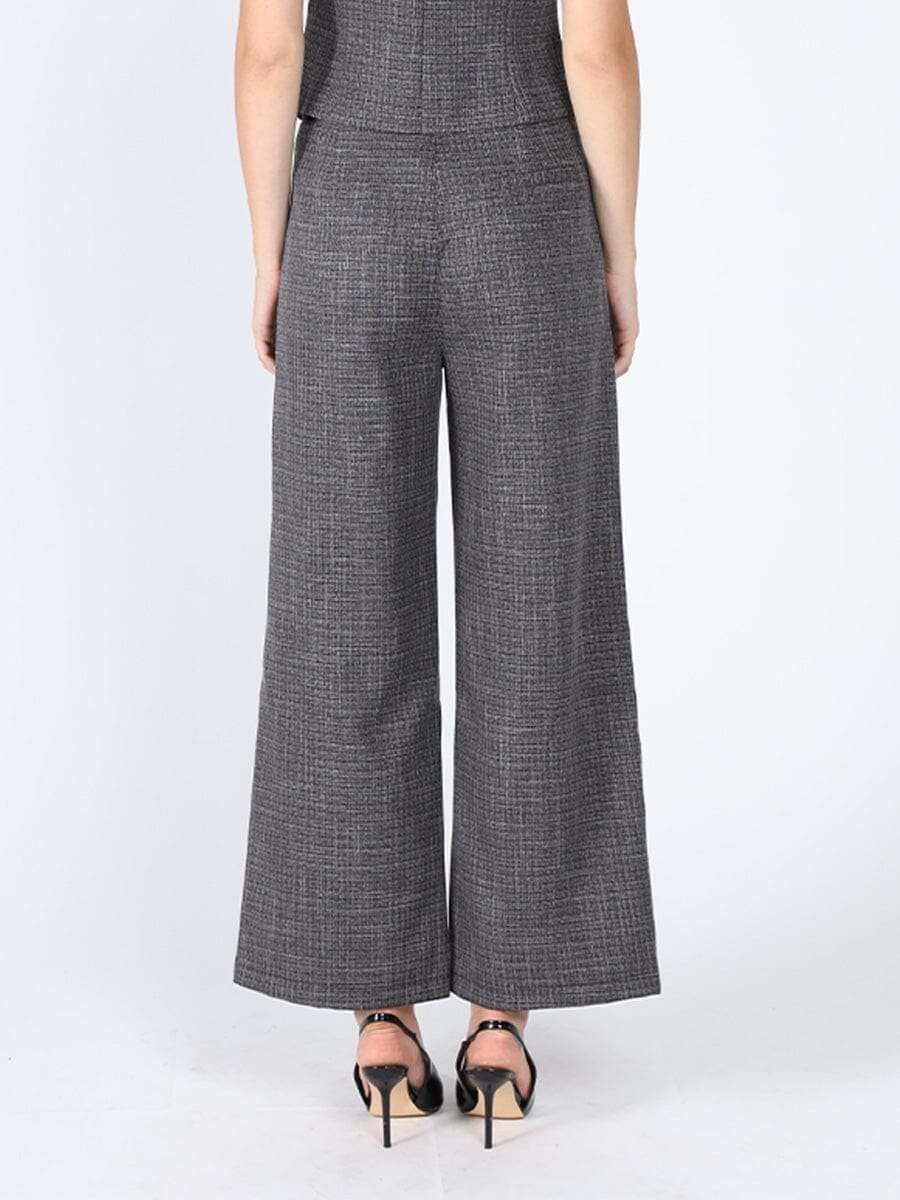 Woven fabric one button wide leg casual pant PANTS Gracia Fashion 